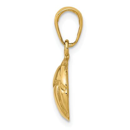 14K Yellow Gold Solid Polished Open Back Volleyball Charm