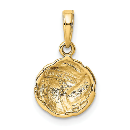 14K Yellow Gold Solid Polished Open Back Volleyball Charm