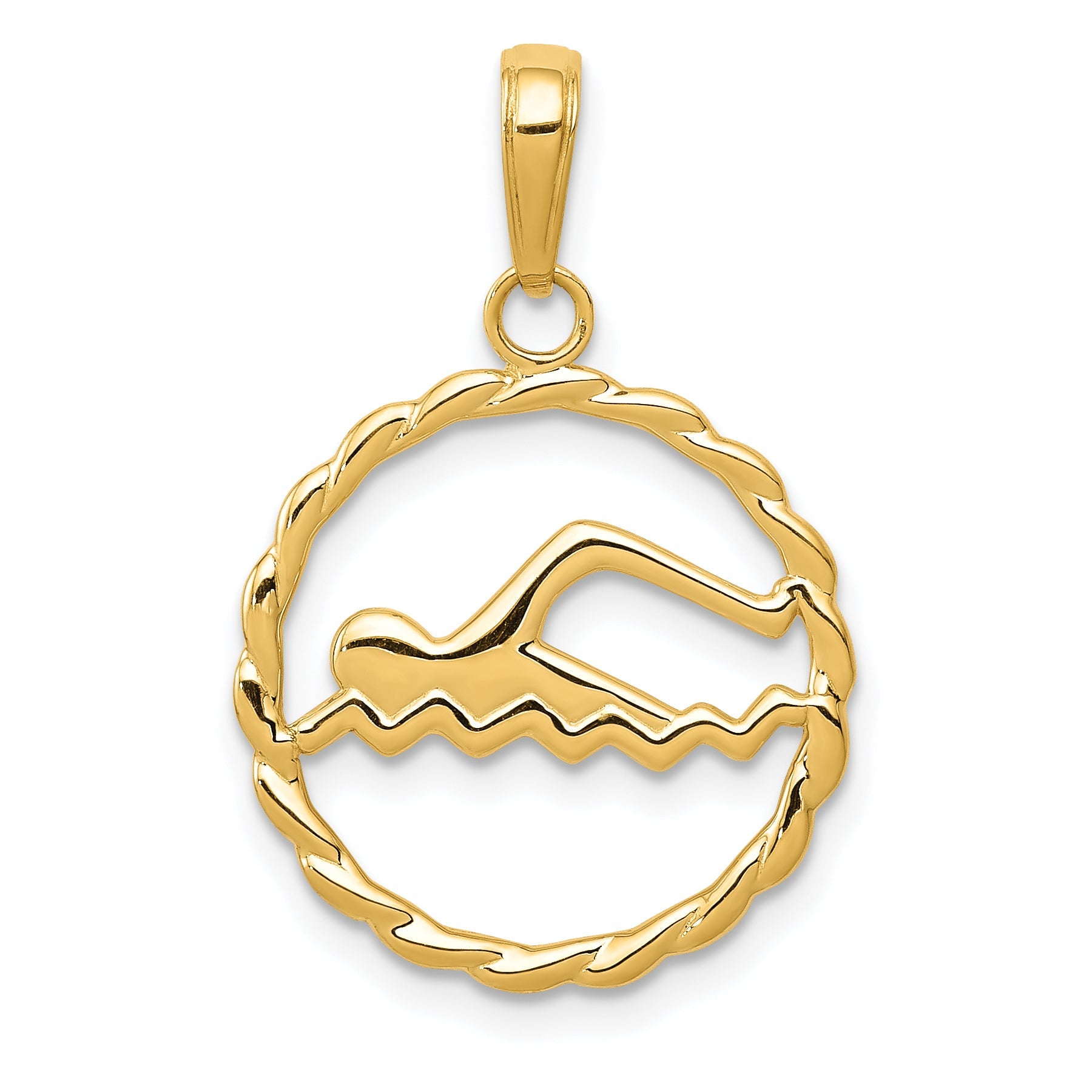 14K Yellow Gold Swimming Charm