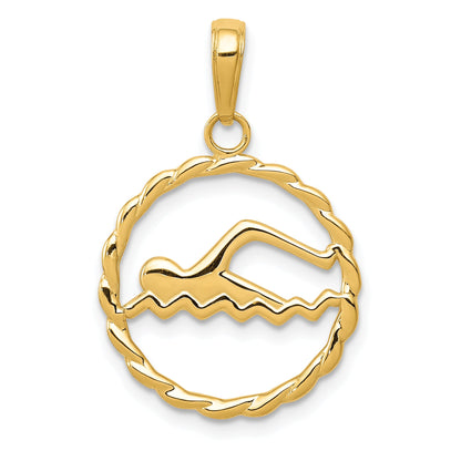 14K Yellow Gold Swimming Charm