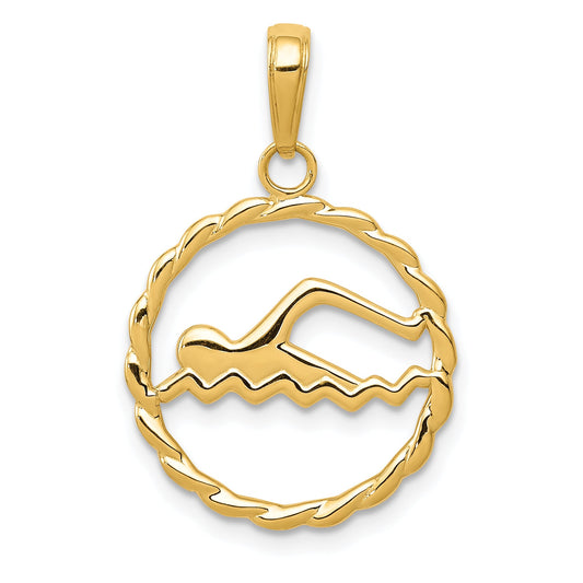14K Yellow Gold Swimming Charm