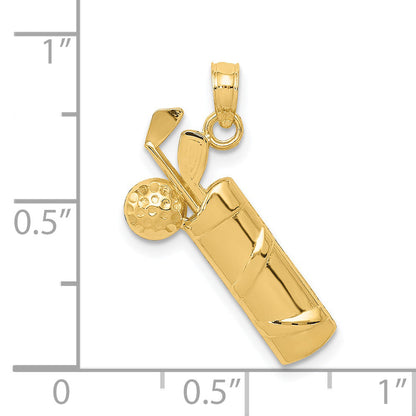 14K Yellow Gold Polished Golf Bag Charm