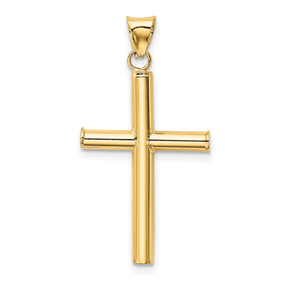 14K Yellow Gold Polished Hollow Cross Pendant