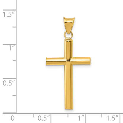 14K Yellow Gold Polished Hollow Cross Pendant