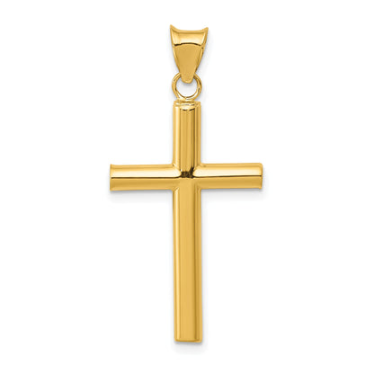14K Yellow Gold Polished Hollow Cross Pendant