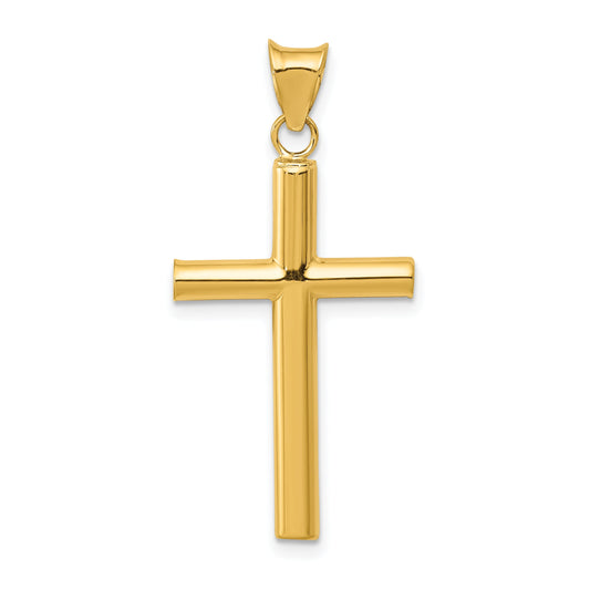 14K Yellow Gold Polished Hollow Cross Pendant