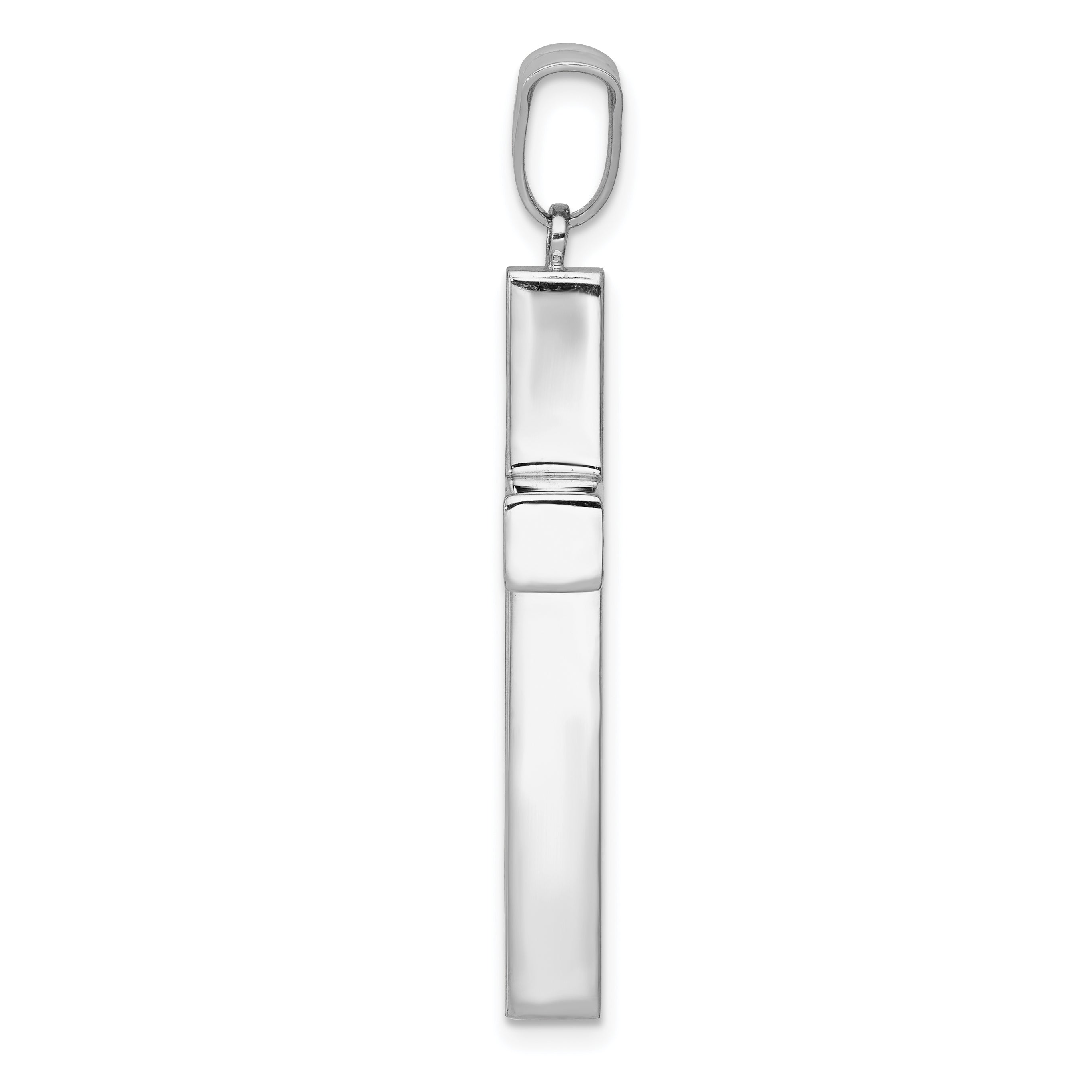 14K White Gold Polished Hollow Cross Pendant