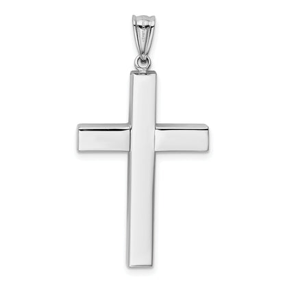 14K White Gold Polished Hollow Cross Pendant