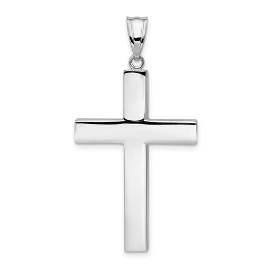 14K White Gold Polished Hollow Cross Pendant