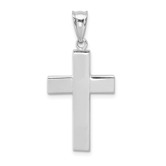 14K White Gold Polished Hollow Cross Pendant