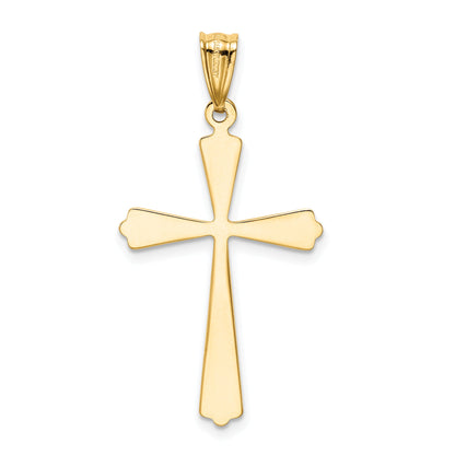 14K Yellow & Rhodium W/Rhodium Diamond Cut Cross Pendant