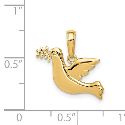 14K Yellow Gold Polished Dove Charm