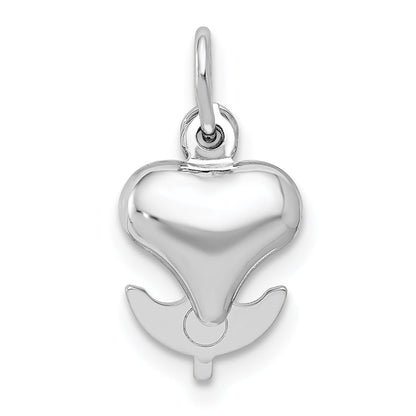 14K White Gold 3D Heart, Cross And Anchor Pendant