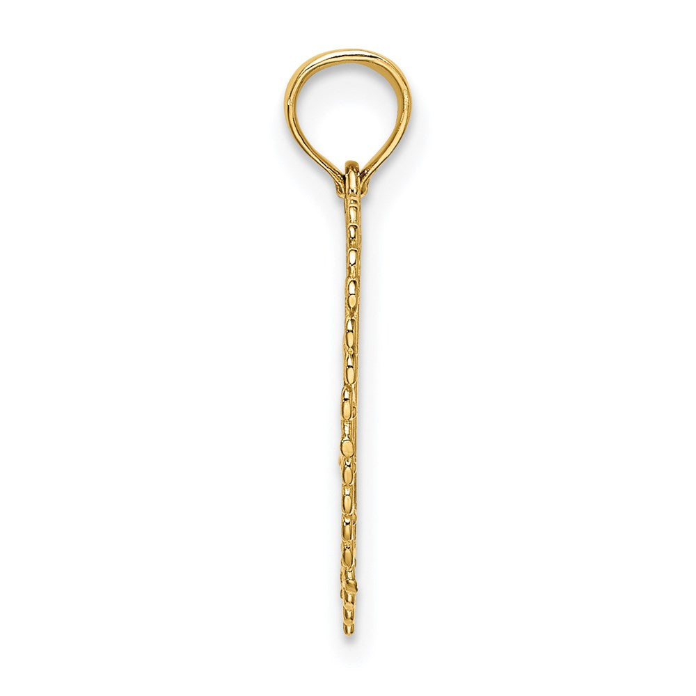 14K Yellow Gold Polished Daddys Little Girl Textured Heart Charm