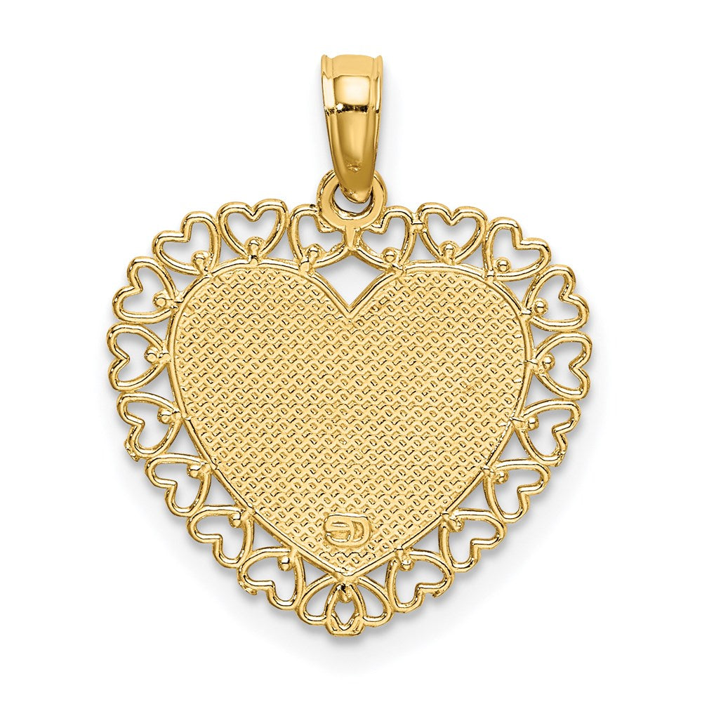 14K Yellow Gold Polished Daddys Little Girl Textured Heart Charm