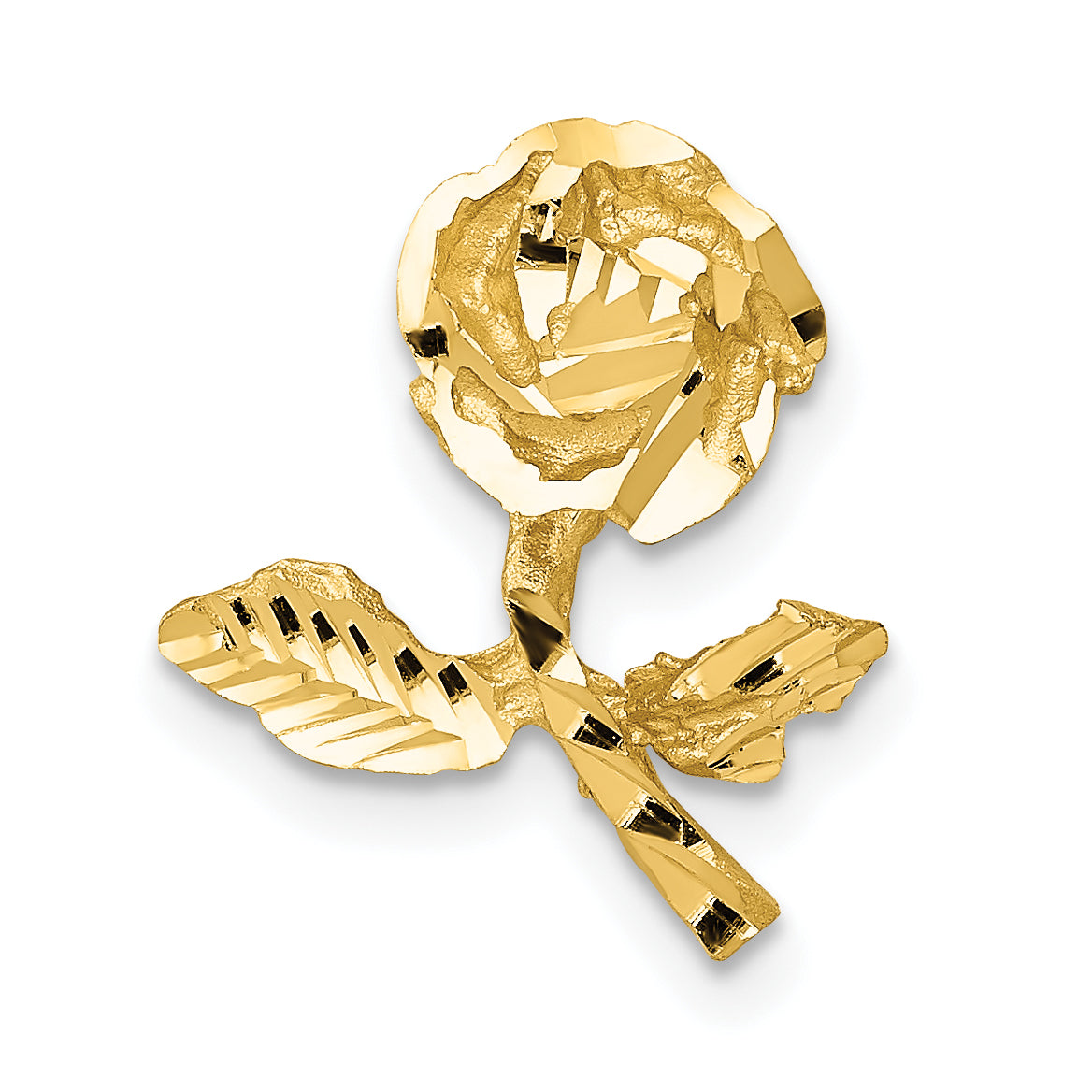 14K Yellow Gold Satin Diamond-Cut Rose Chain Slide