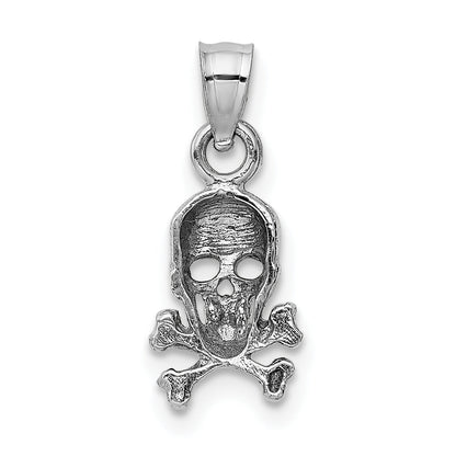 14K White Gold Skull And Crossbones Pendant