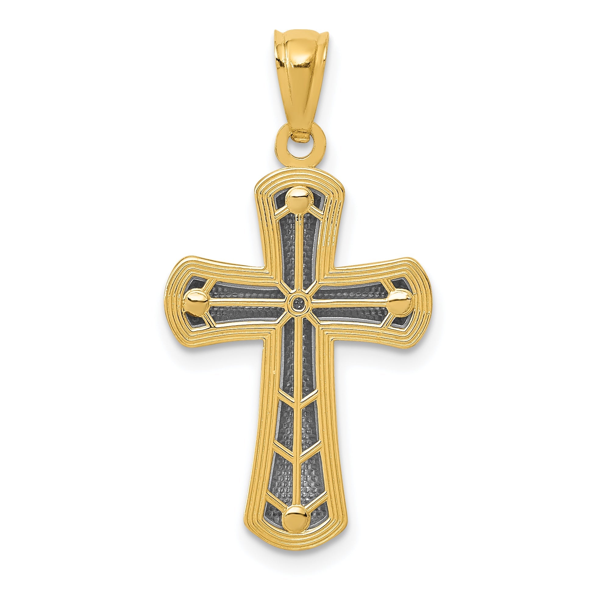 14K Yellow & Rhodium Polished Cross Pendant