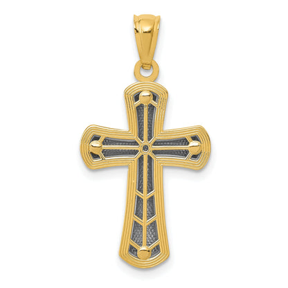 14K Yellow & Rhodium Polished Cross Pendant