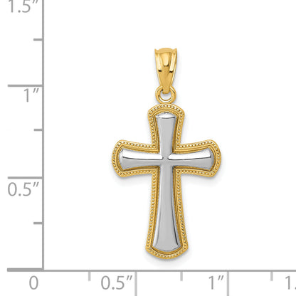 14K Yellow & Rhodium Polished Cross Pendant