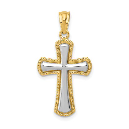 14K Yellow & Rhodium Polished Cross Pendant