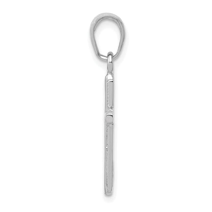 14K White Gold Polished Cross With Striped Border Pendant