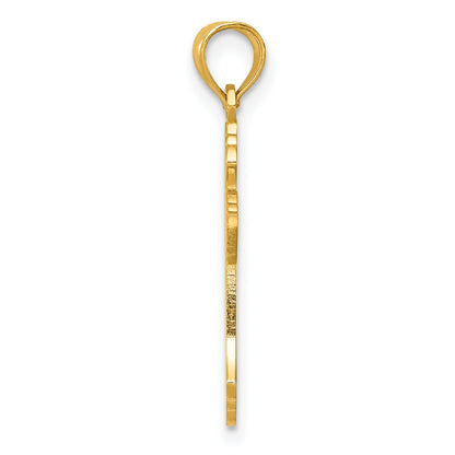 14K Yellow Gold Polished Passion Cross W/Lace Center Pendant