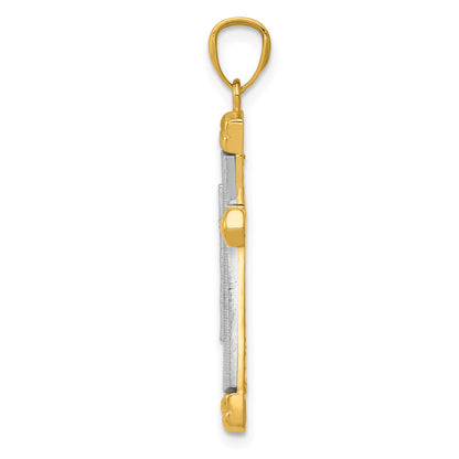 14K Two-Tone Polished D/C Cross Pendant