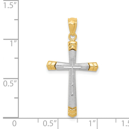 14K Two-Tone Polished D/C Cross Pendant