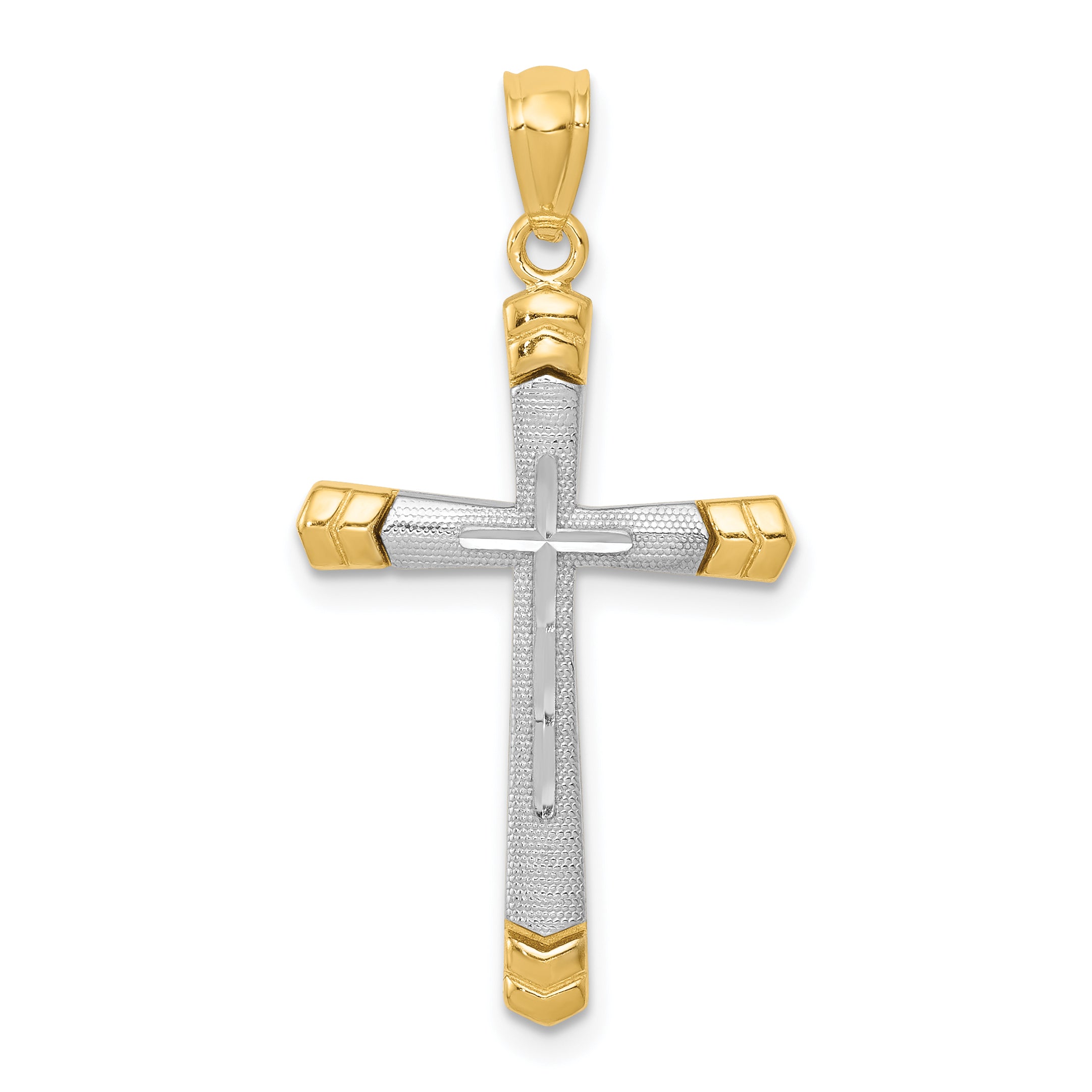 14K Two-Tone Polished D/C Cross Pendant