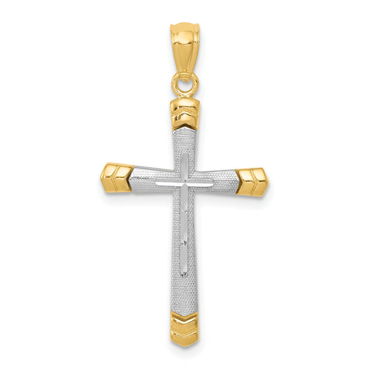 14K Two-Tone Polished D/C Cross Pendant