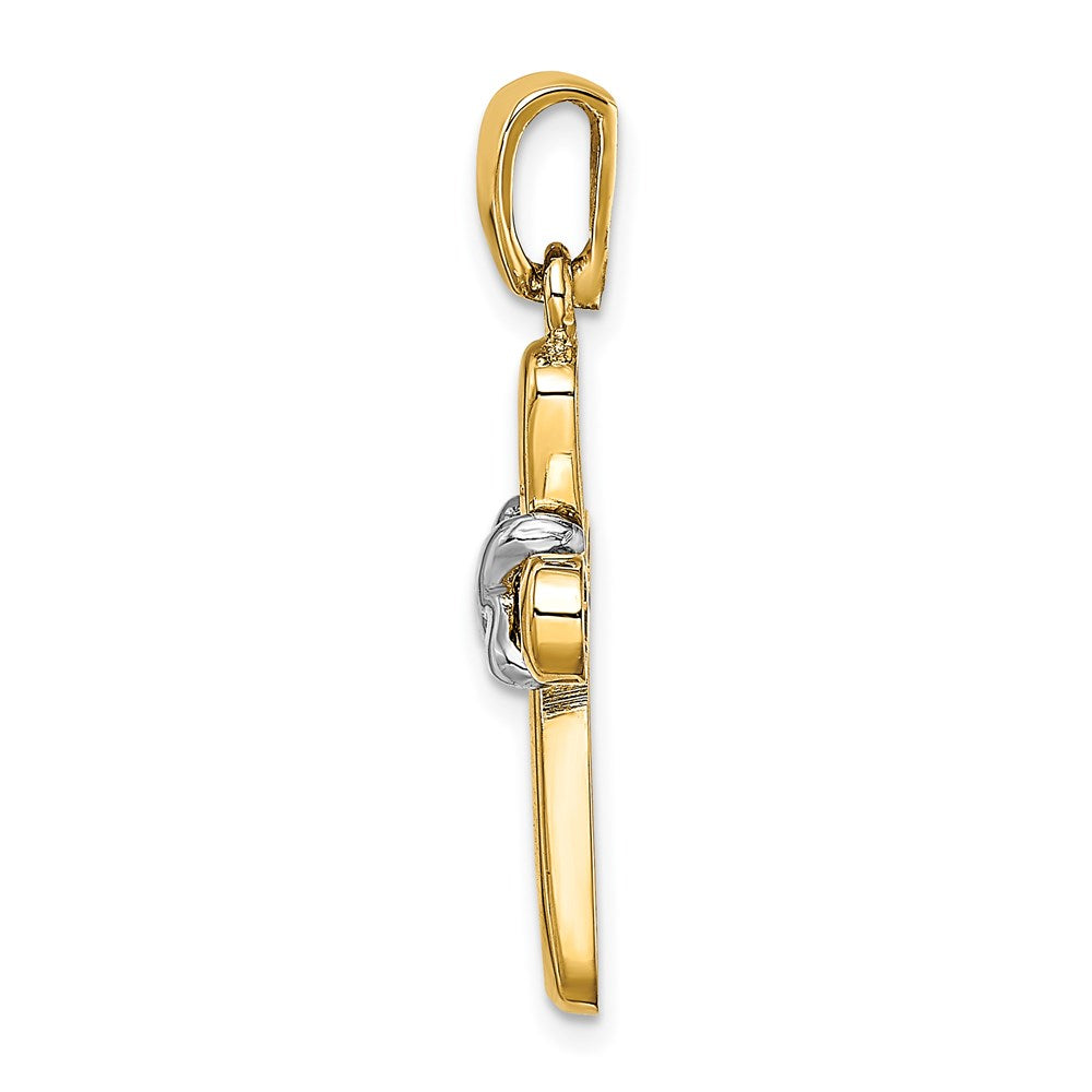 14k Two-tone Gold Cross  X  Center Pendant