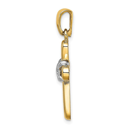 14k Two-tone Gold Cross  X  Center Pendant