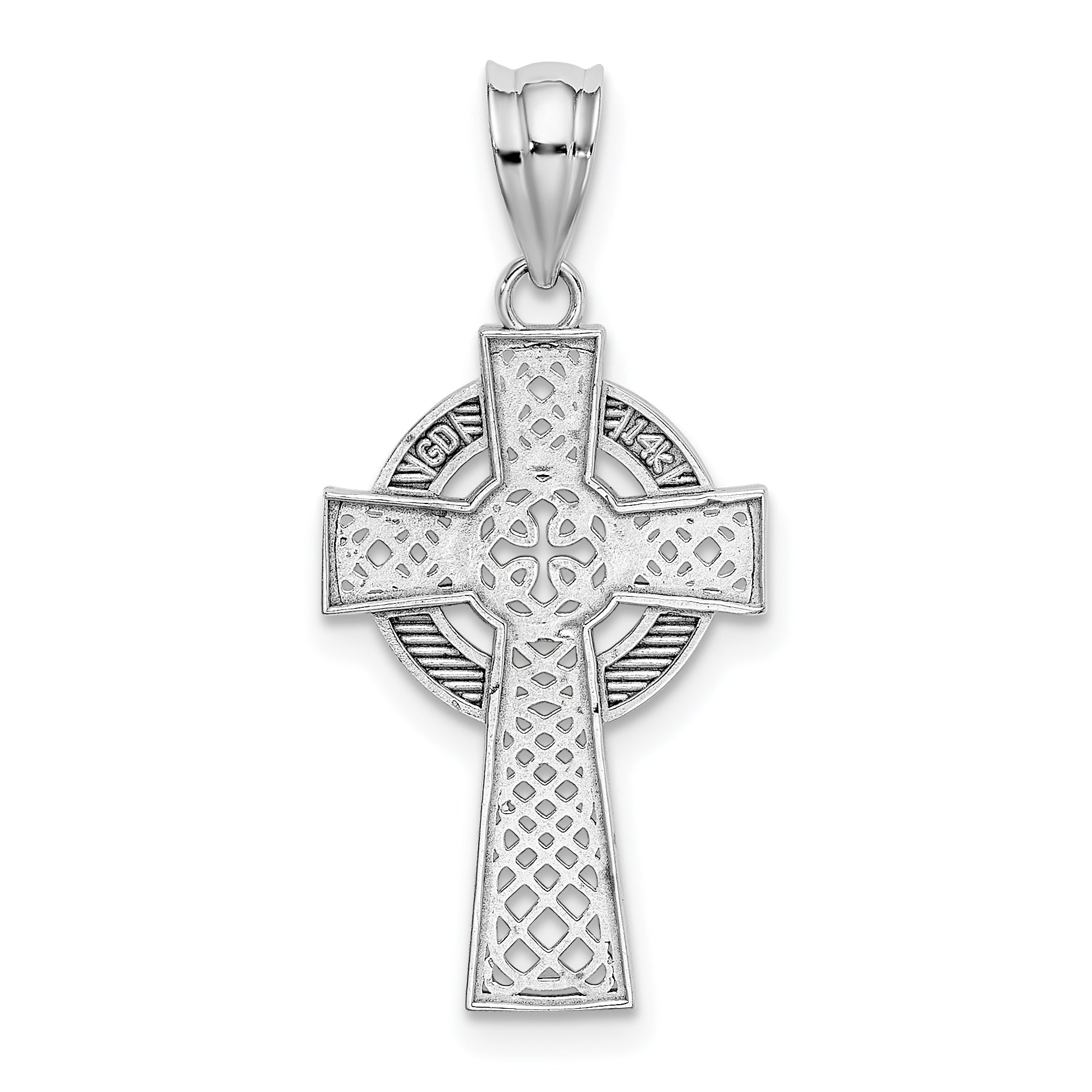14K White Gold Celtic Cross Pendant
