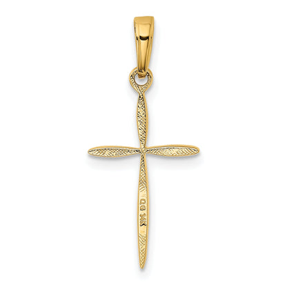 14K Yellow Gold Polished Cross With Tapered Ends Pendant
