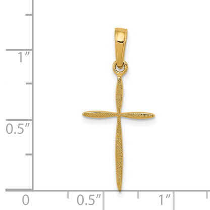 14K Yellow Gold Polished Cross With Tapered Ends Pendant