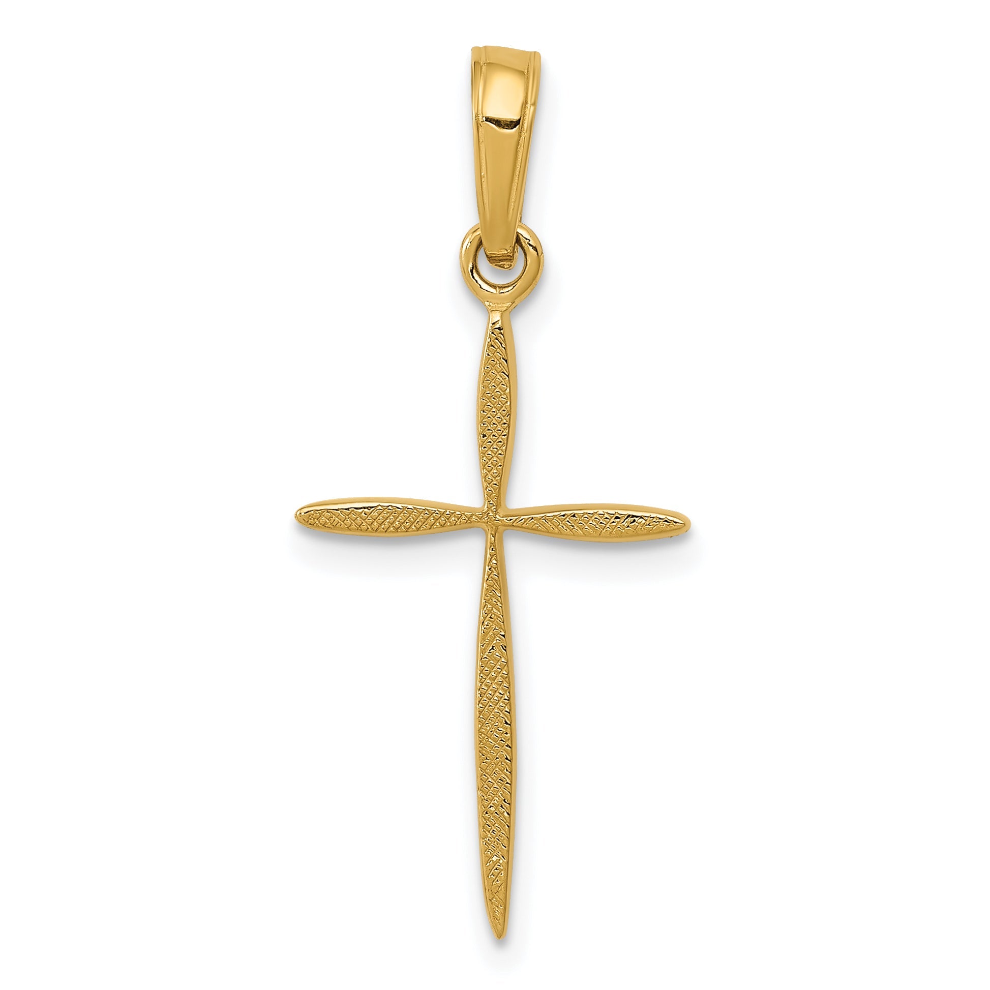 14K Yellow Gold Polished Cross With Tapered Ends Pendant
