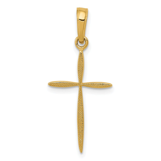 14K Yellow Gold Polished Cross With Tapered Ends Pendant