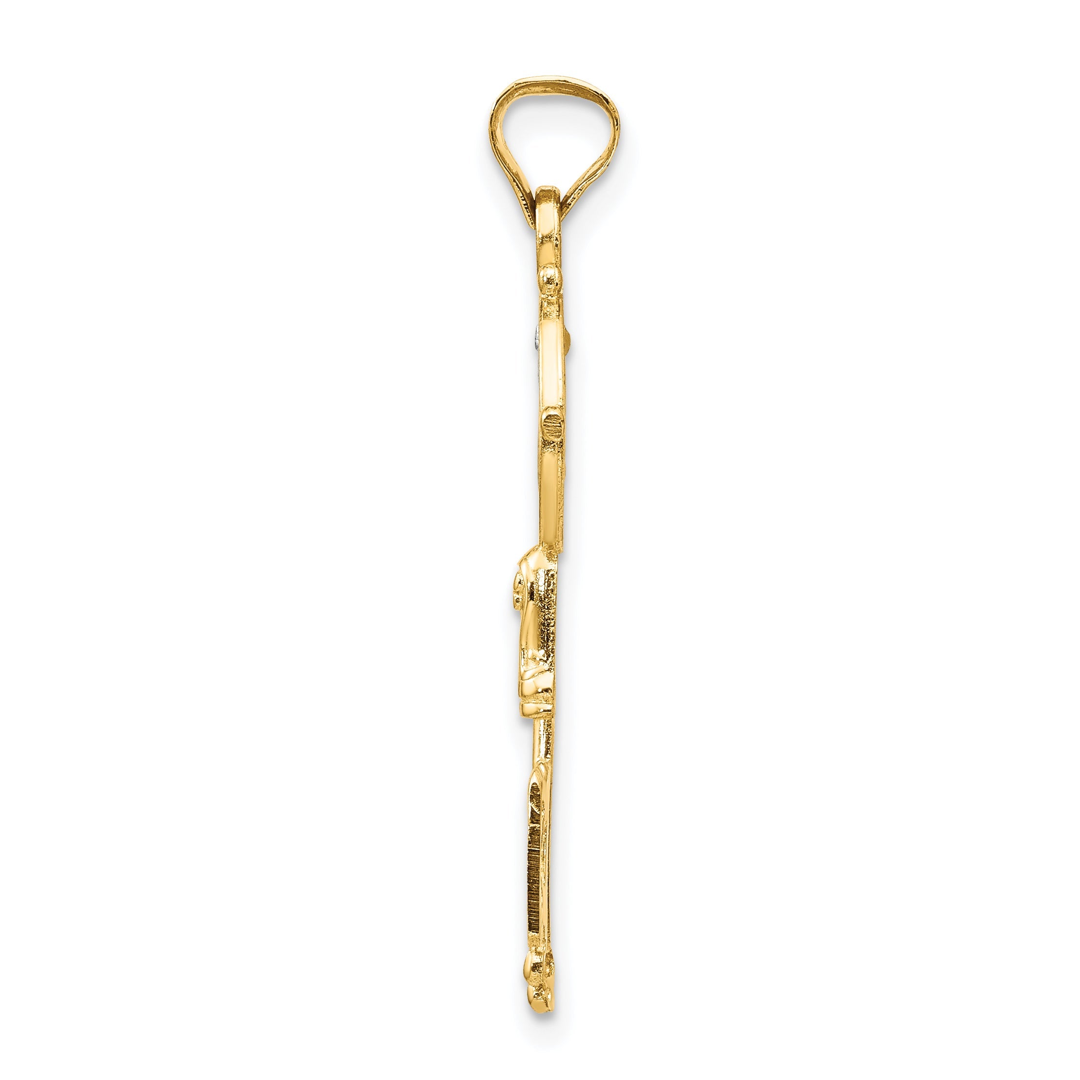 14K Yellow & Rhodium With Cross Key Pendant