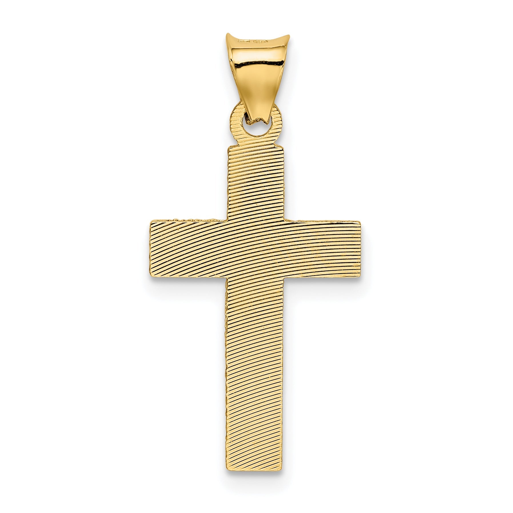 14K Yellow Gold Polished Satin And D/C Crucifix Pendant