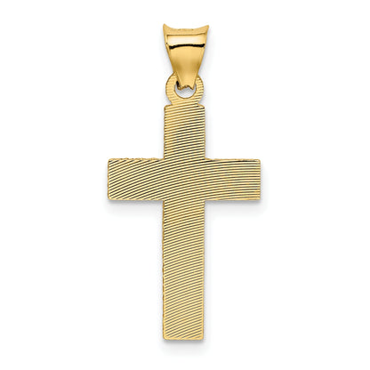14K Yellow Gold Polished Satin And D/C Crucifix Pendant