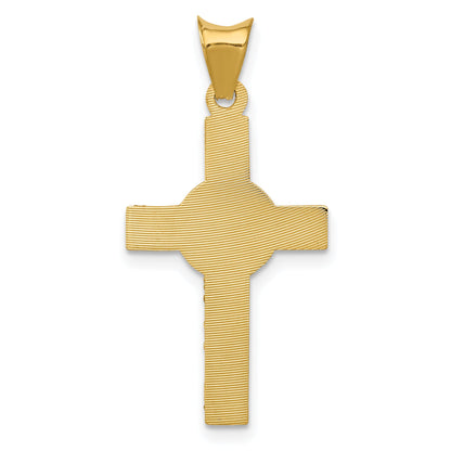 14K Yellow & Rhodium W/Rhodium Iona Crucifix Cross Pendant