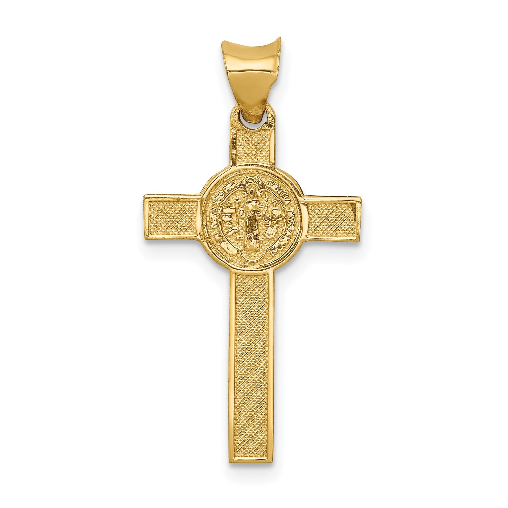 14K Two-Tone St. Benedict Medal Crucifix Cross Pendant