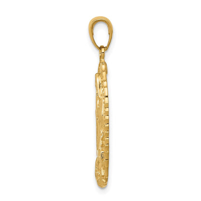 14k Yellow Gold Polished Our Lady Of Guadalupe Oval Disc Engraved Pendant