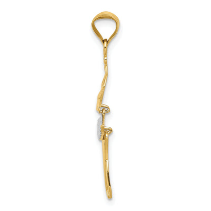 14K Yellow & Rhodium W/Rhodium Polished Moveable Dancer Pendant