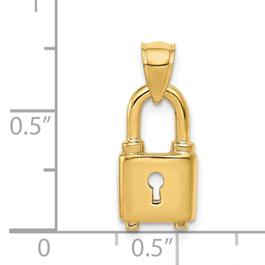 14K Yellow Gold Polished Lock Charm