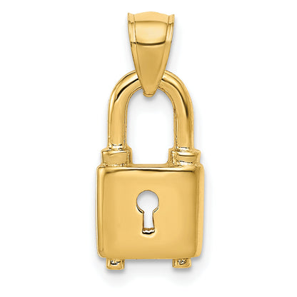 14K Yellow Gold Polished Lock Charm