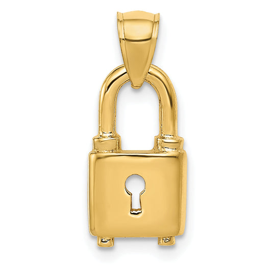 14K Yellow Gold Polished Lock Charm