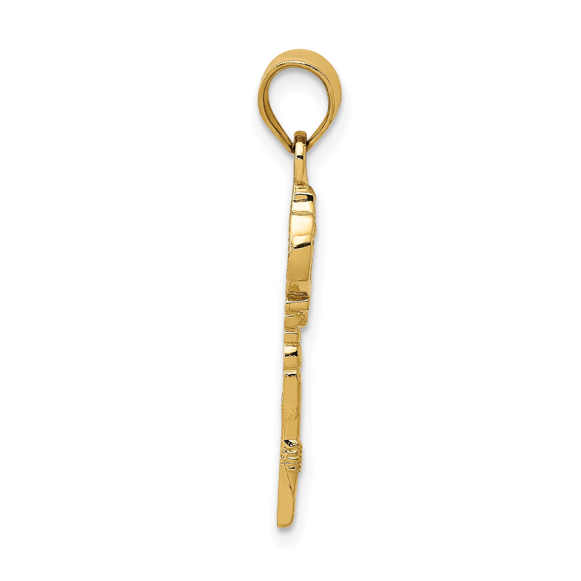 14k Yellow Gold Polished Filigree Key Charm
