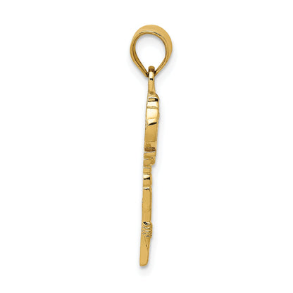 14k Yellow Gold Polished Filigree Key Charm